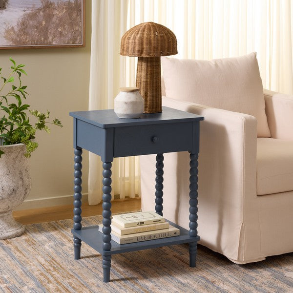 Orbis Accent Table with 1 Drawer in Blue