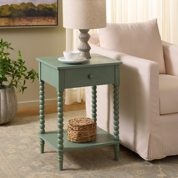 Orbis Accent Table with 1 Drawer in Sage Green
