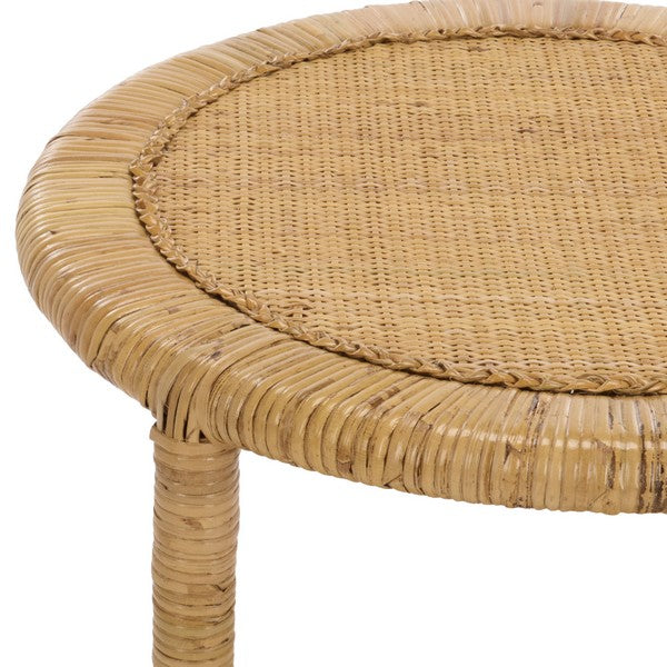 Akane Rattan Accent Table With Shelf in Natural