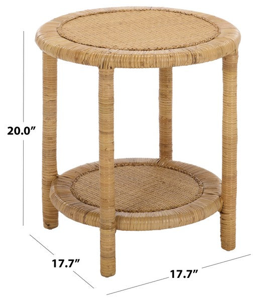 Akane Rattan Accent Table With Shelf in Natural