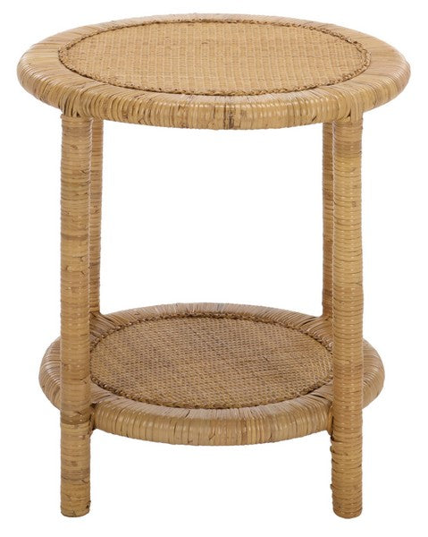 Akane Rattan Accent Table With Shelf in Natural