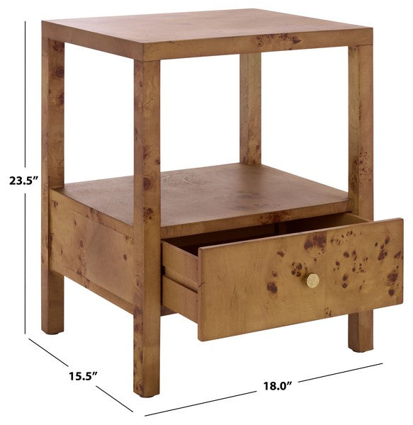 Willshine Wood Accent Table in Natural with Drawer