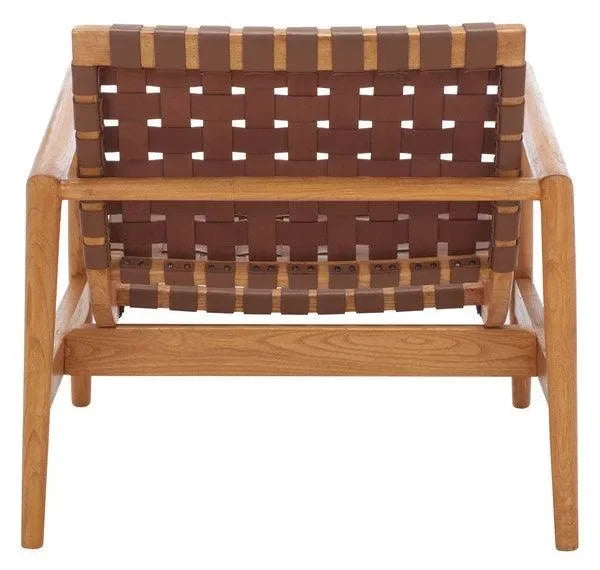 Safavieh Bellona Cognac Leather Woven Accent Chair