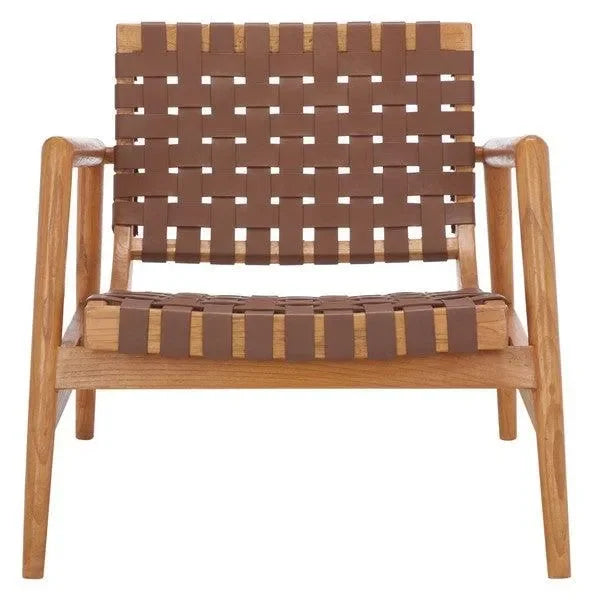 Safavieh Bellona Cognac Leather Woven Accent Chair