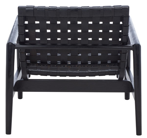 Bellona Black Leather Woven Accent Chair - The Mayfair Hall