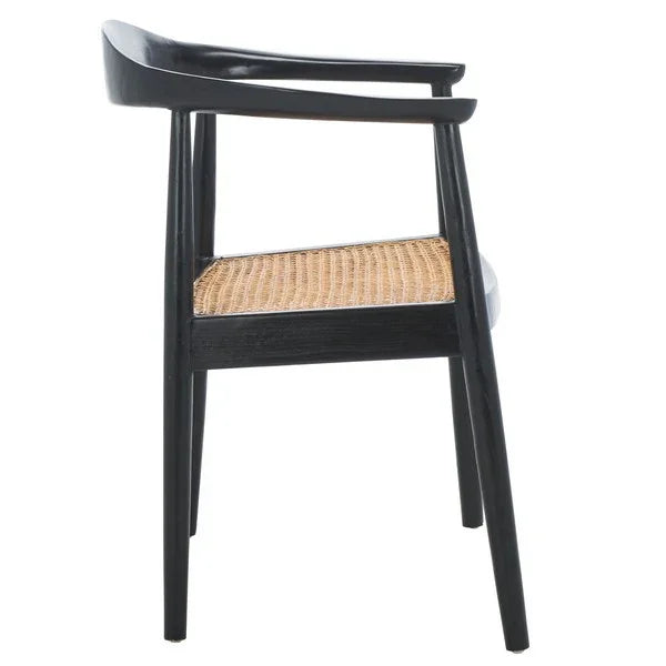 Savina Mahogany Wood Accent Chair in Black and Natural - The Mayfair Hall