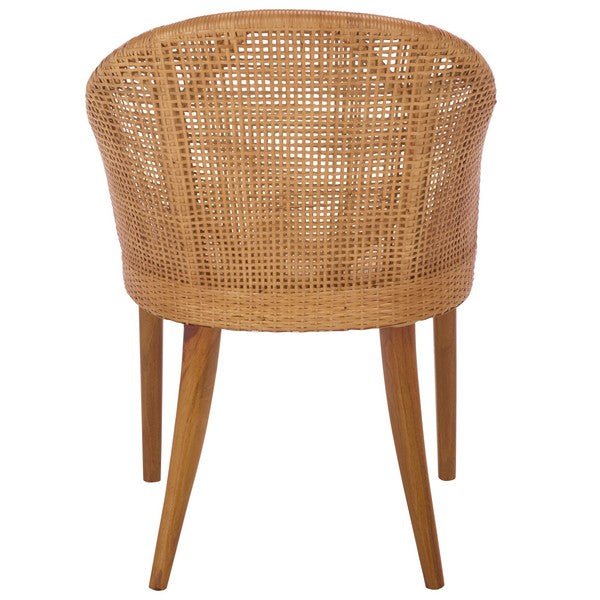 Mura Rattan Accent Chair in Honey with Ivory Cushion