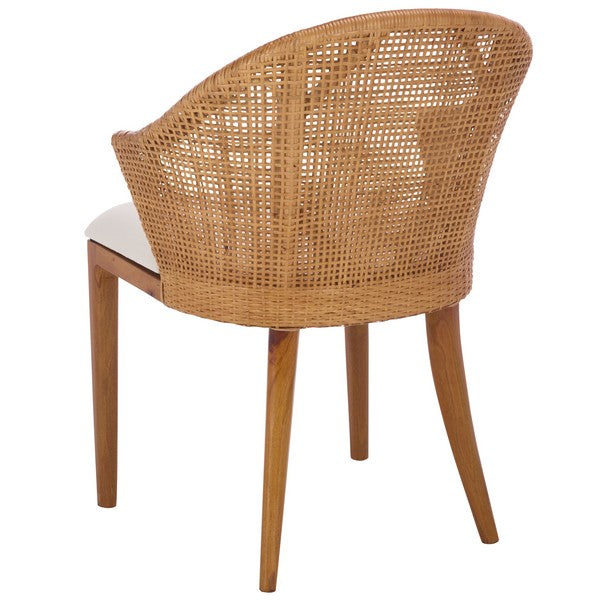 Mura Rattan Accent Chair in Honey with Ivory Cushion