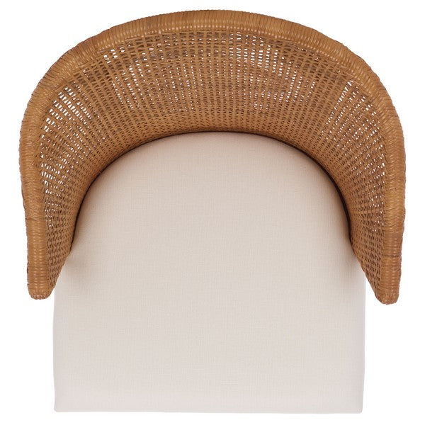 Mura Rattan Accent Chair in Honey with Ivory Cushion