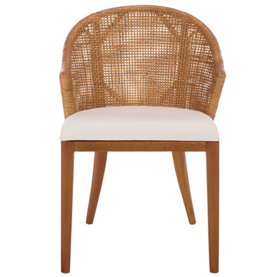 Mura Rattan Accent Chair in Honey with Ivory Cushion