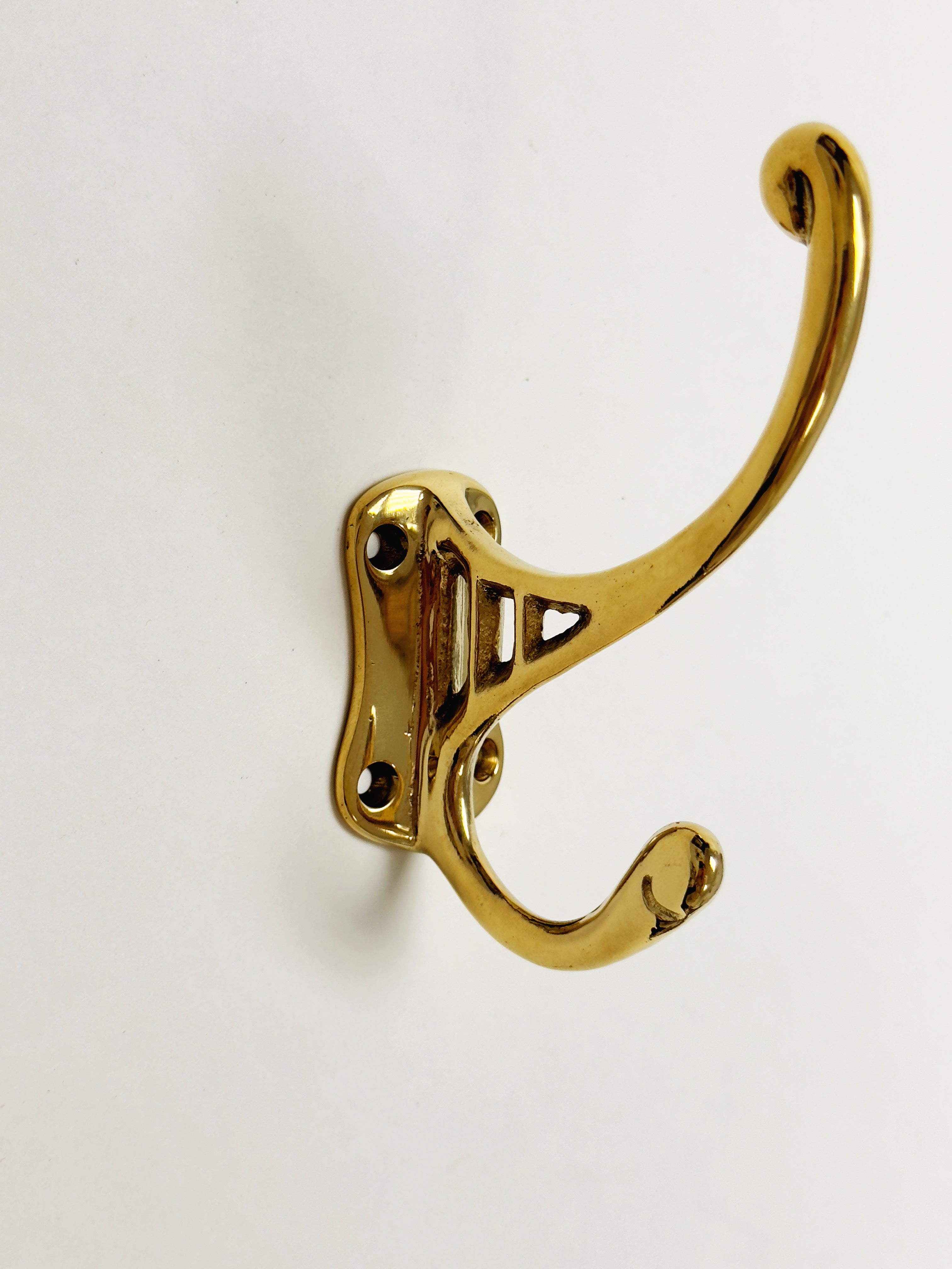 Polished Unlacquered Brass "Double" Wall Hook