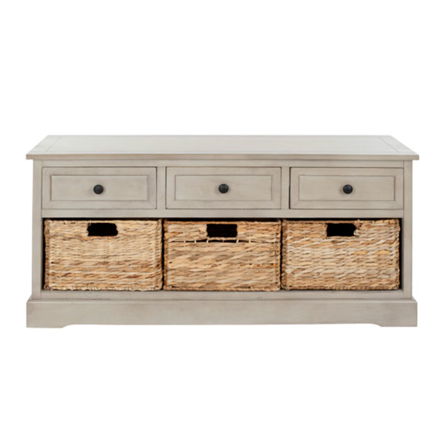Damien 3 Drawer Storage Bench in Vintage Grey