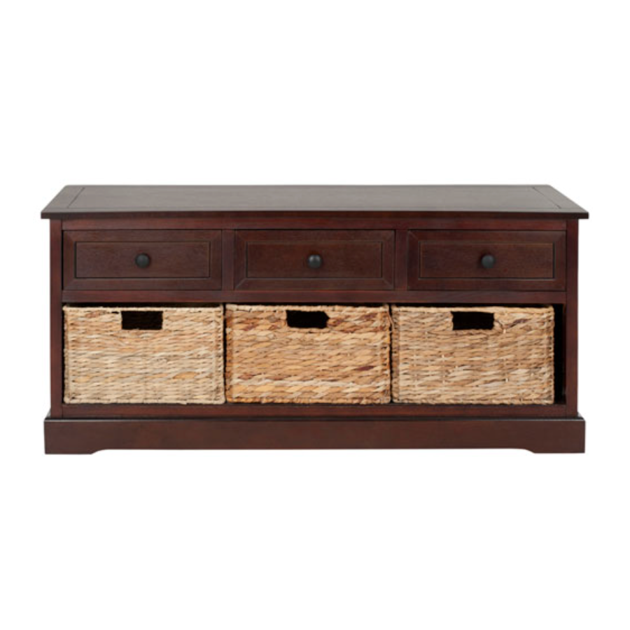 Damien 3 Drawer Storage Bench in Dark Cherry