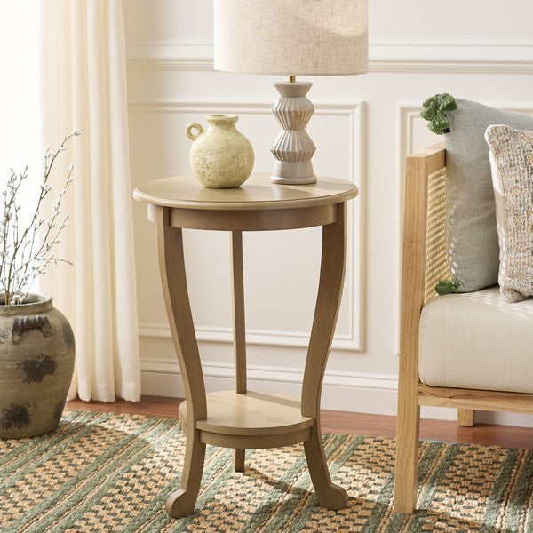 Mary Pedestal Table in Desert Brown