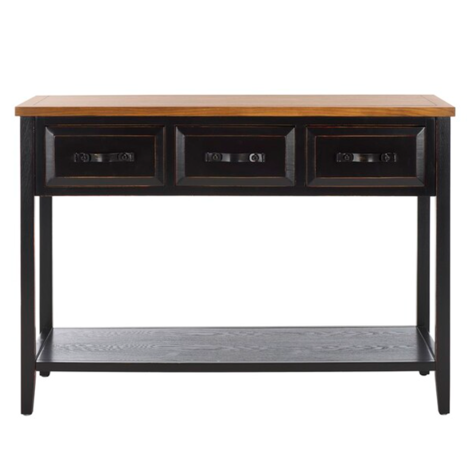 Aiden Console Table in Black and Oak with 3 Drawers & 1 Shelf