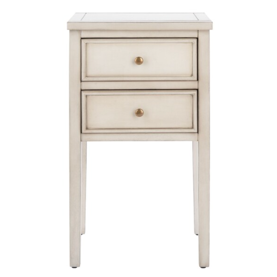 Toby End Table in White Birch with Storage Drawers