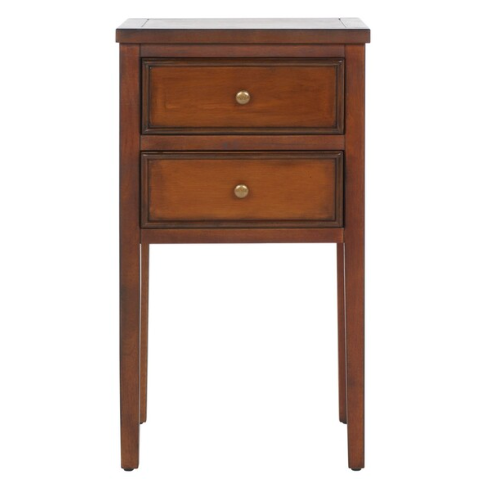 Toby End Table in Brown with Storage Drawers