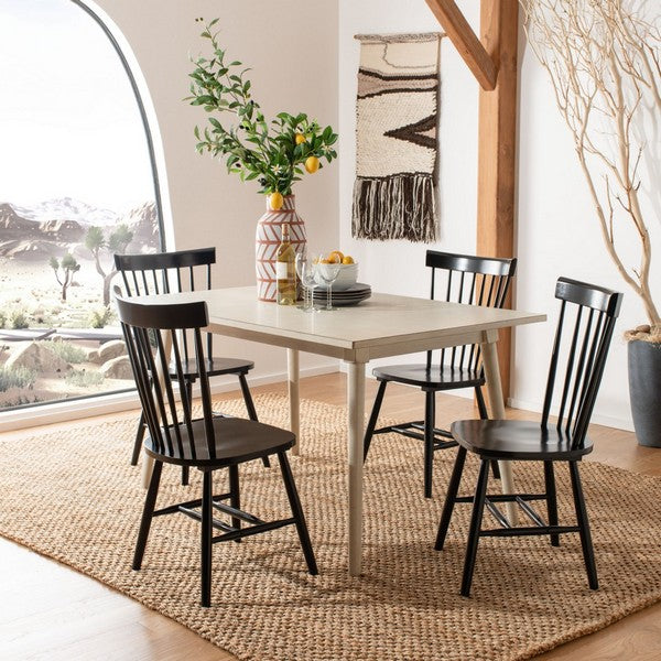 Parker 17'' Spindle Wood Dining Chair in Black (Set of 4)