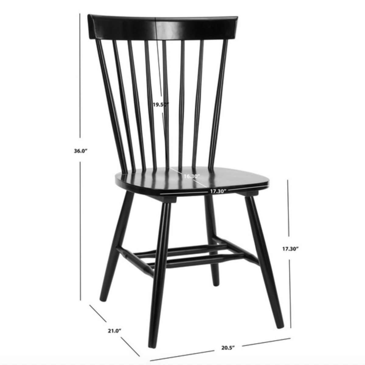 Parker 17'' Spindle Wood Dining Chair in Black (Set of 4)