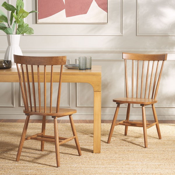 Parker Wood Spindle Back Dining Chair in Walnut (Set of 2)