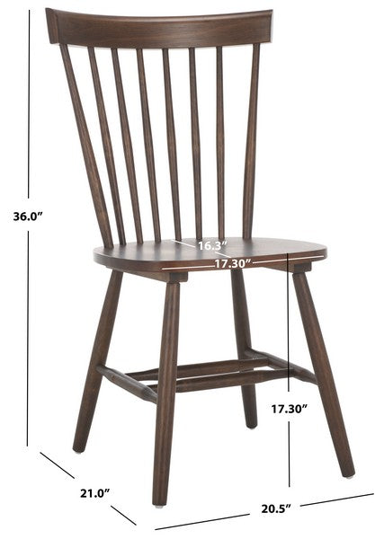 Parker Wood Spindle Back Dining Chair in Dark Walnut (Set of 2)