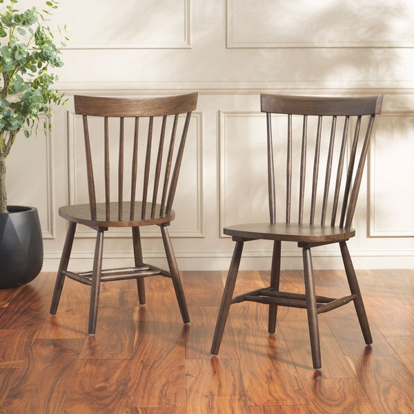 Parker Wood Spindle Back Dining Chair in Dark Walnut (Set of 2)