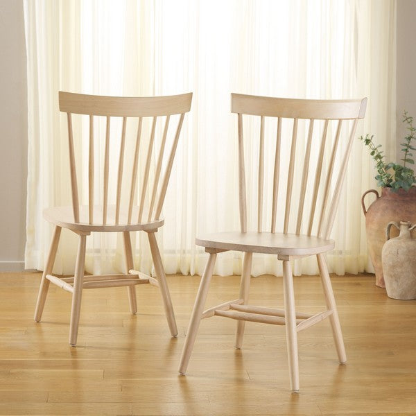 Parker Wood Spindle Back Dining Chair in Whitewashed (Set of 2)