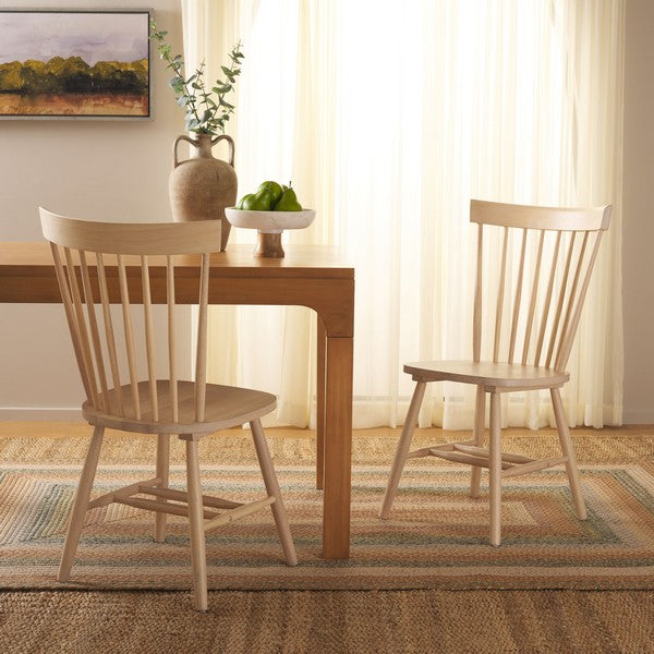 Parker Wood Spindle Back Dining Chair in Whitewashed (Set of 2)