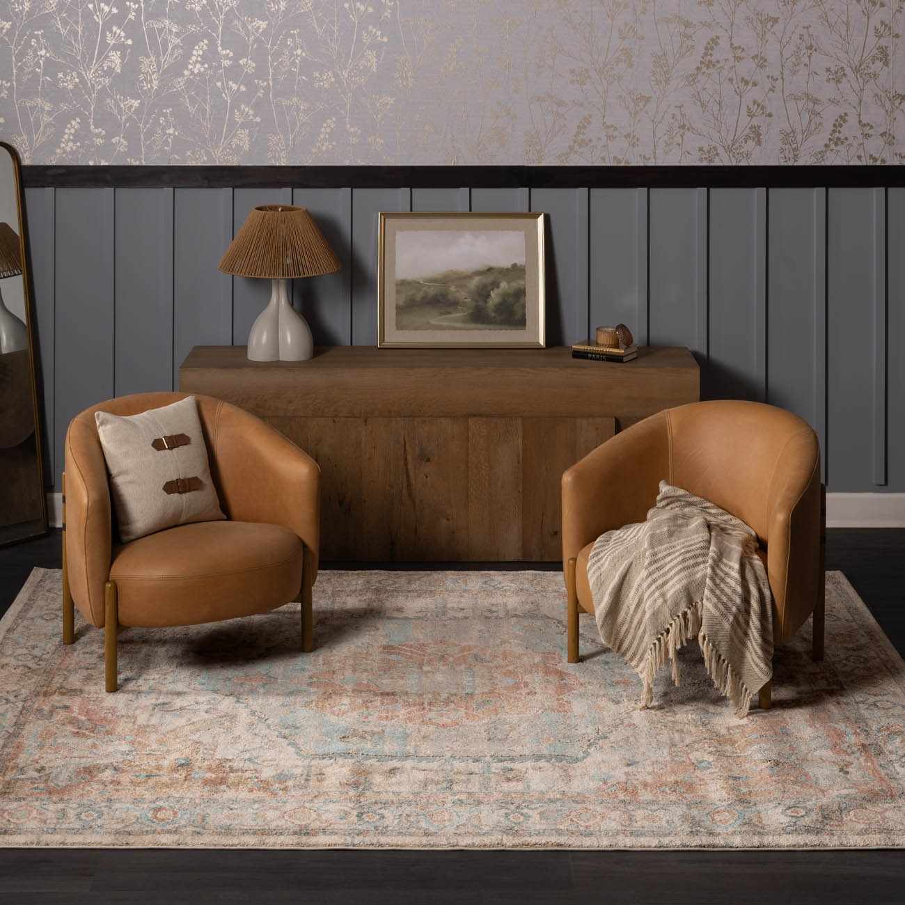 Vaeda Blue & Beige Thick Luxe Rug