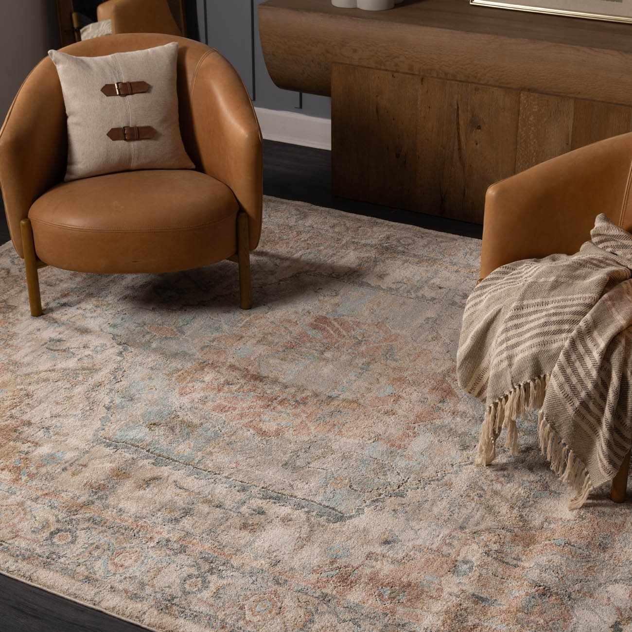 Vaeda Blue & Beige Thick Luxe Rug