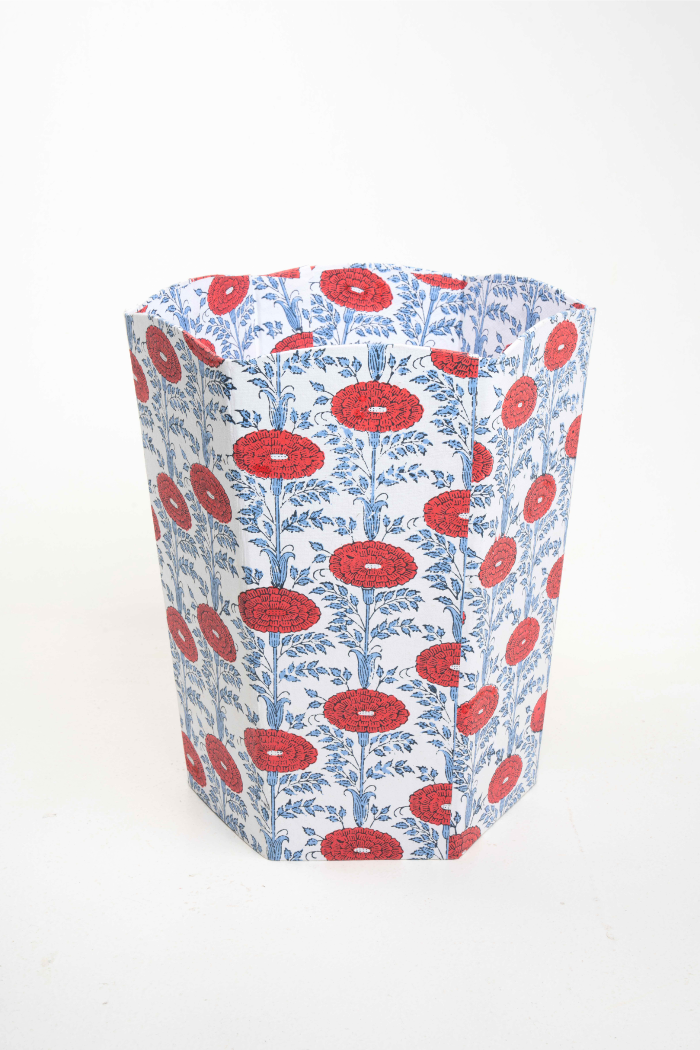 Blockprint Scallop Waste Bin / Storage Bin in Araminta