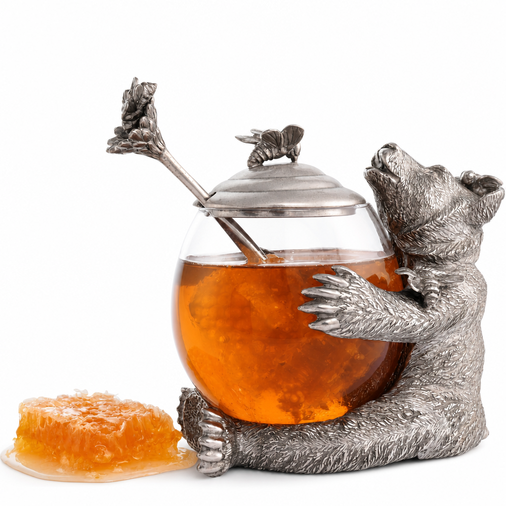 Pewter Bear Honey Pot