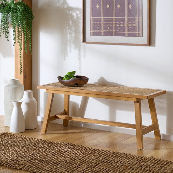 Henrik Wood & Rattan Cane Bench in Natural
