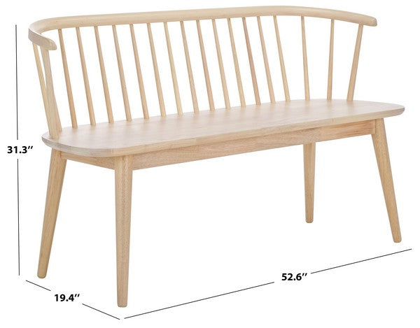 Blanchard Wood Bench in White Wash with Spindle Back