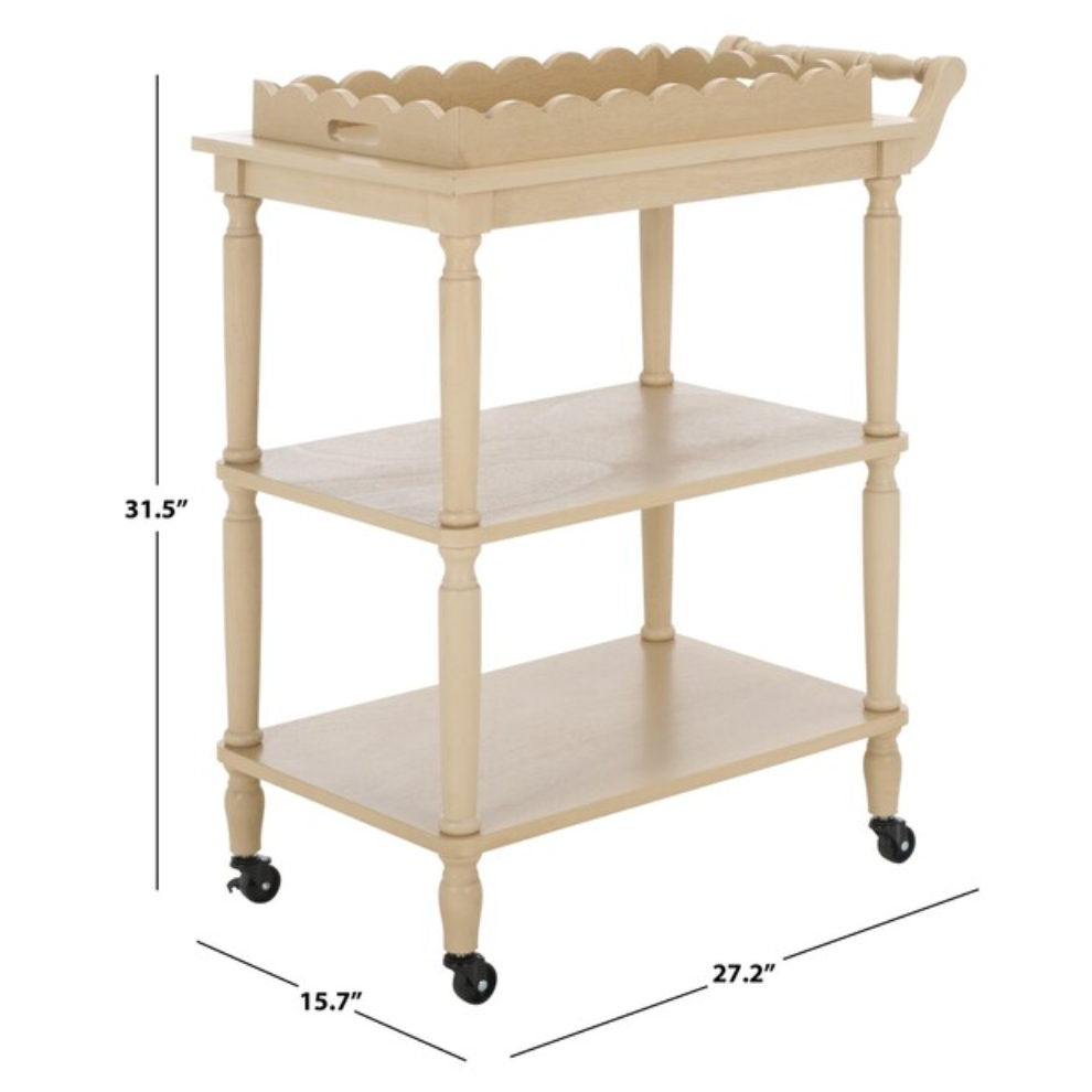 Haven 3 Tier Wood Dining Cart in Natural