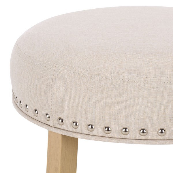 Amato Counter Stool in Natural with Cream Upholstery and Nail Head Trim