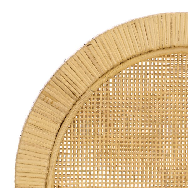 Tojo Cane Round Back Bar Stool in Natural and White