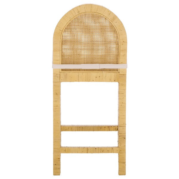 Tojo Cane Roundback Counter Stool in Natural and White