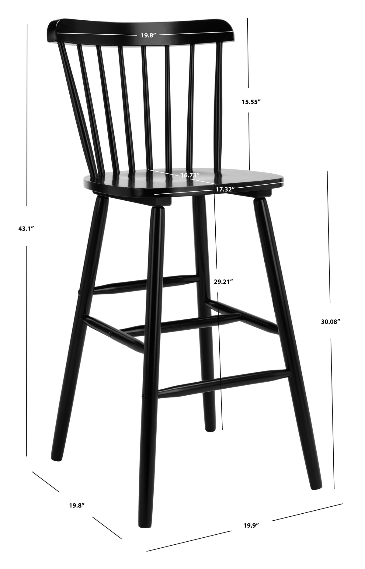 Galena Bar Stool in Black