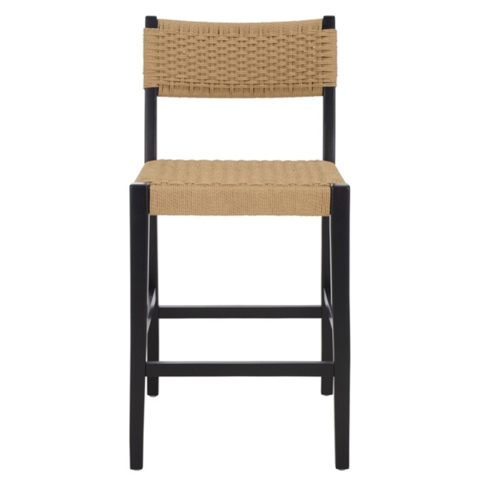 Dutton Counter Stool in Natural and Black with Woven Paper Cord Seat