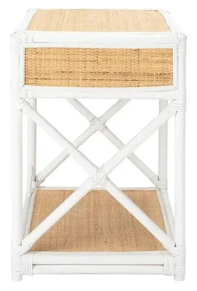 Bali Wood Nightstand in White and Natural - The Mayfair Hall