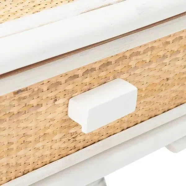 Bali Wood Nightstand in White and Natural - The Mayfair Hall