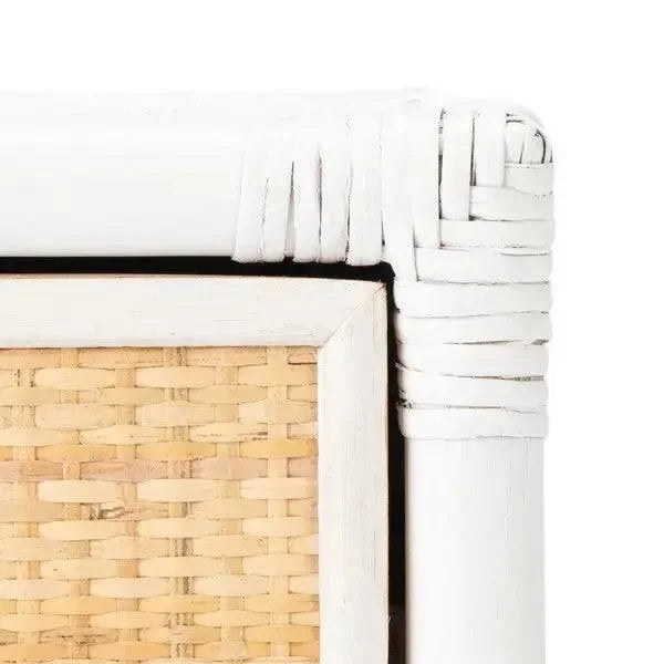 Bali Wood Nightstand in White and Natural - The Mayfair Hall