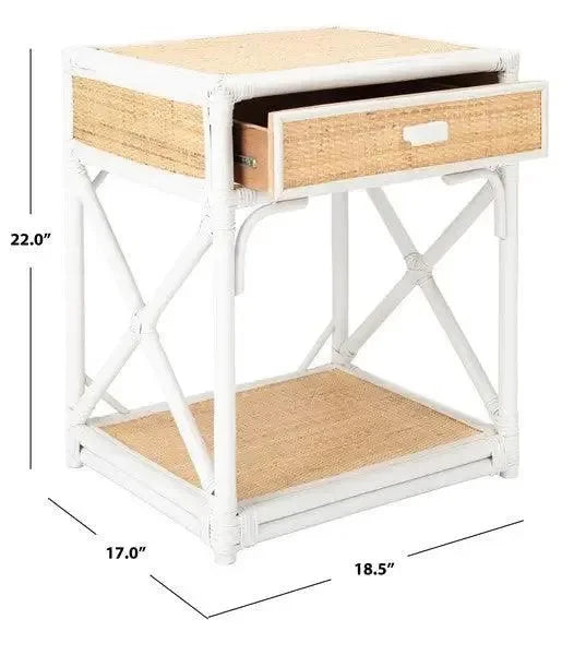Bali Wood Nightstand in White and Natural - The Mayfair Hall