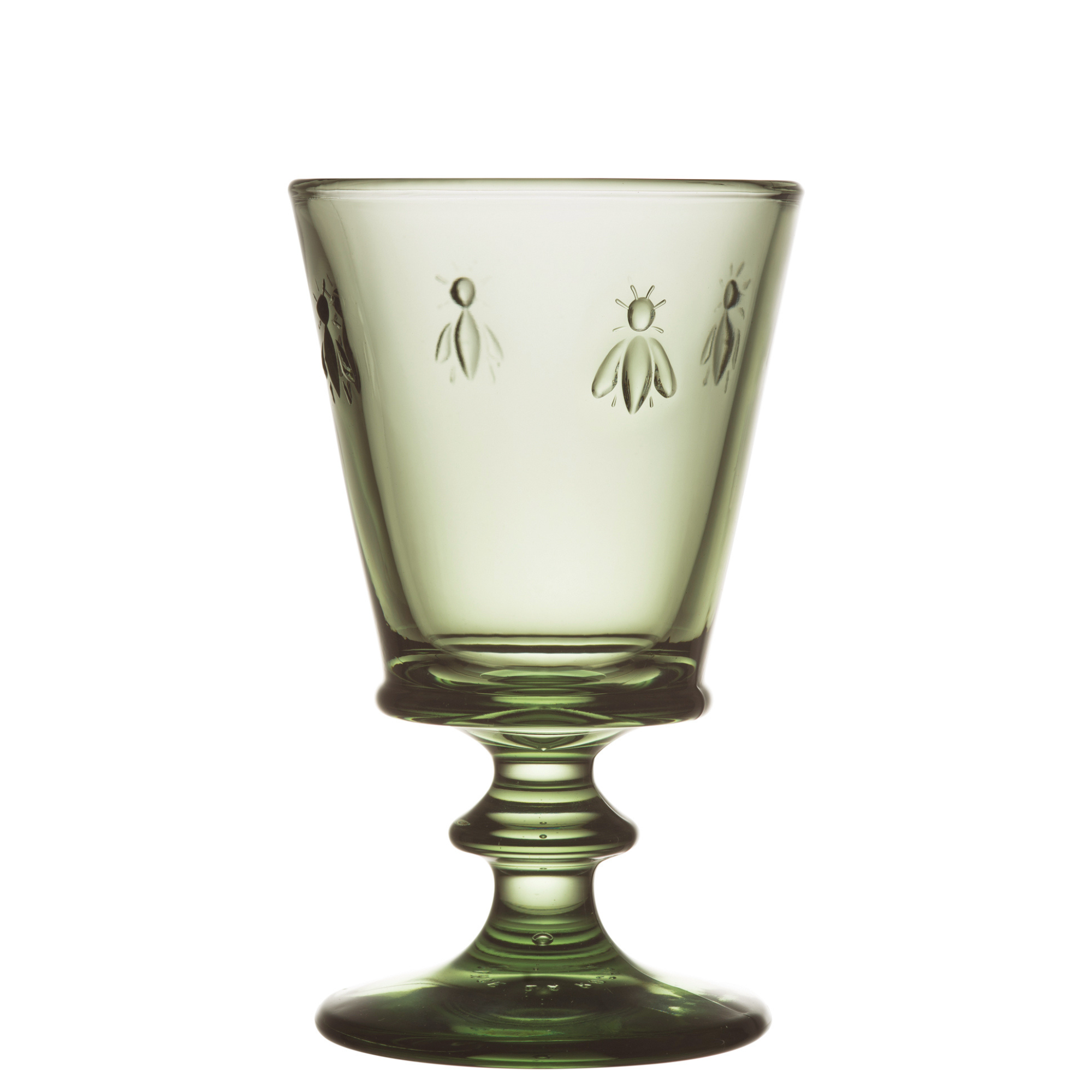 Wine Glass in Olive with Bee Motif (Set of 6)