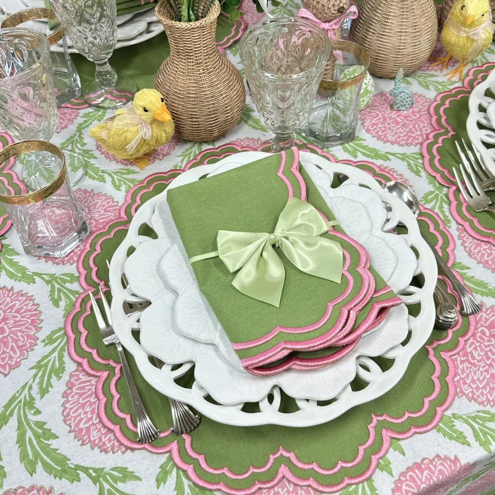 Bettina Napkin - Green & Pink (Set of 4) - The Mayfair Hall