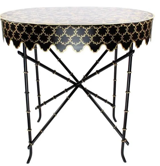 Black and Gold Scalloped Hand Painted Table - The Mayfair Hall