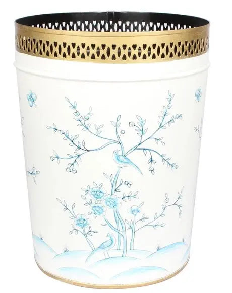 Ivory / Blue Chinoiserie Wastepaper Basket - The Mayfair Hall