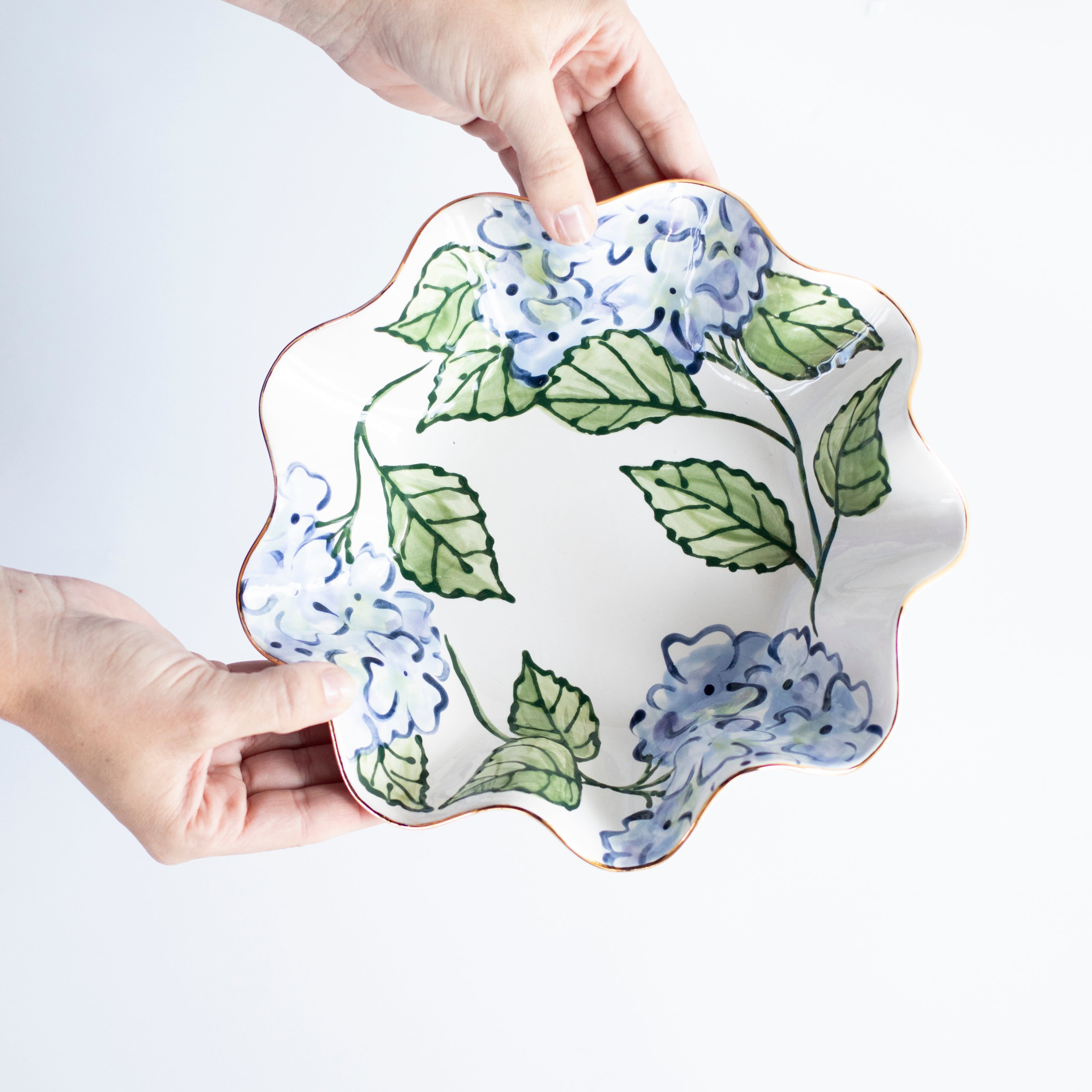Allora Blue Hydrangea Wavy Bowl