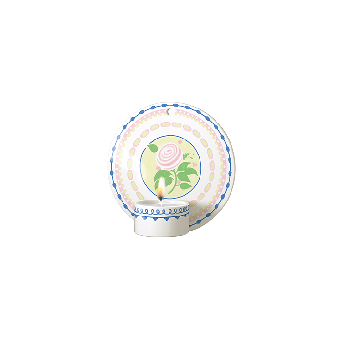 Bjørn Wiinblad Dora Tealight Holder, Blue Rose, Ø: 5.1"